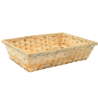 BULK Gift Basket Kit - 41cm NATURAL BAMBOO TRAYS / BLUE ACCESSORIES x10