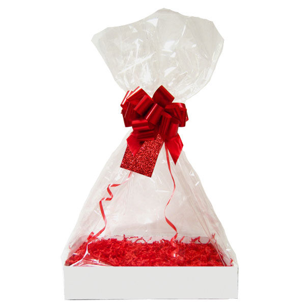 BULK Gift Basket Kit - (Small) WHITE EASY FOLD TRAY / RED ACCESSORIES x10