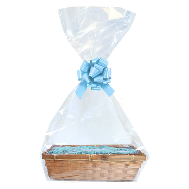 Complete Gift Basket Kit - (20x15x6cm) BROWN BAMBOO TRAY / BLUE ACCESSORIES