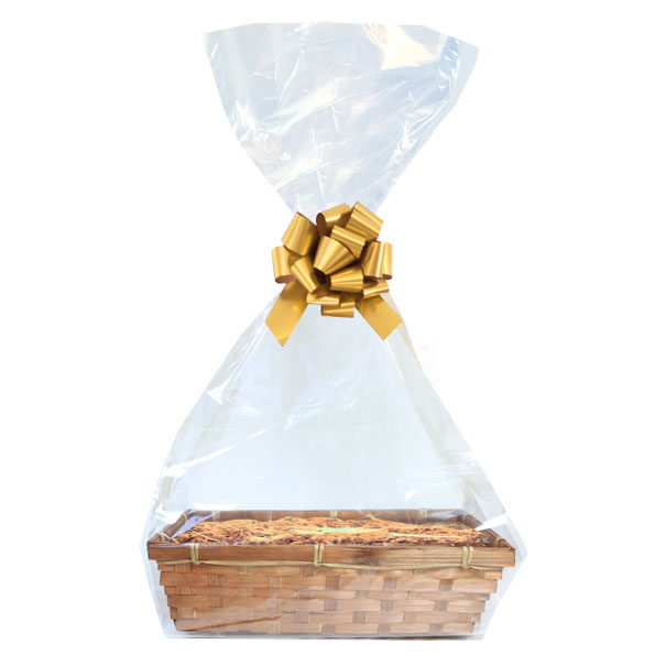 Complete Gift Basket Kit - (20x15x6cm) BROWN BAMBOO TRAY / GOLD ACCESSORIES