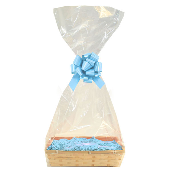 Complete Gift Basket Kit - (20x15x6cm) NATURAL BAMBOO TRAY / BLUE ACCESSORIES