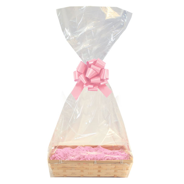 Complete Gift Basket Kit - (20x15x6cm) NATURAL BAMBOO TRAY / PINK ACCESSORIES