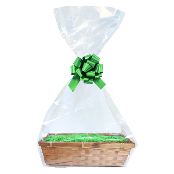 BULK Gift Basket Kit - 30cm BROWN BAMBOO TRAYS / GREEN ACCESSORIES x10