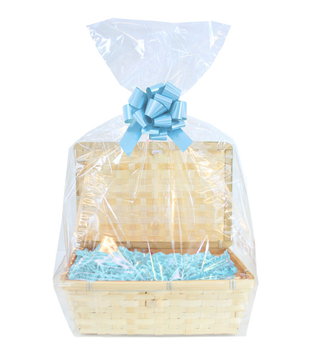 Complete Gift Basket Kit - (20x15x6cm) BAMBOO HAMPER / BLUE ACCESSORIES