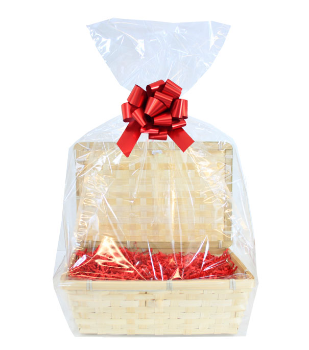 Complete Gift Basket Kit - (20x15x6cm) BAMBOO HAMPER / RED ACCESSORIES