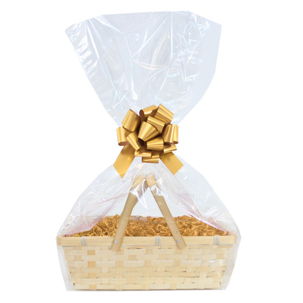 Complete Gift Basket Kit - (30x20x10cm) BAMBOO SHOPPER / GOLD ACCESSORIES