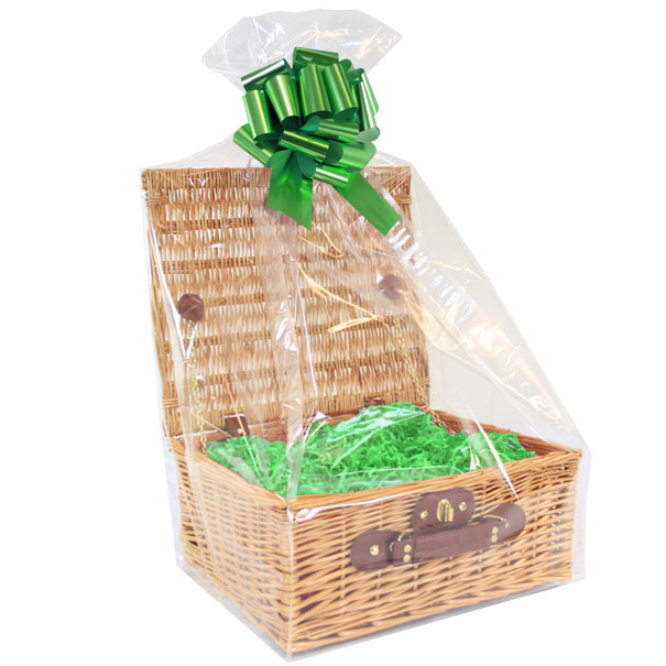 Hamper Gift Basket Kit - 12'' NATURAL HAMPER / GREEN ACCESSORIES