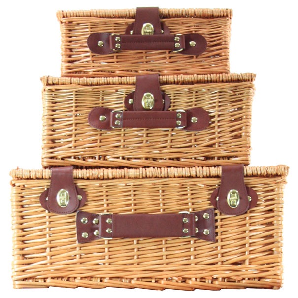 Set of 3 Superior NATURAL WICKER Hampers (12,14,18'') - Small-Med-Large